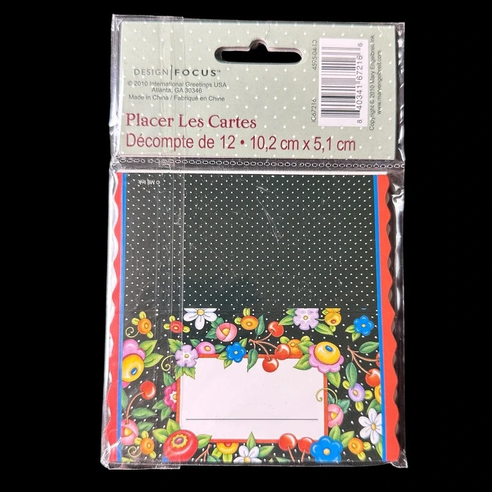 Mary Engelbreit Floral Polka Dot Placecards 12 Count 4x2 IG67216 2010 New
